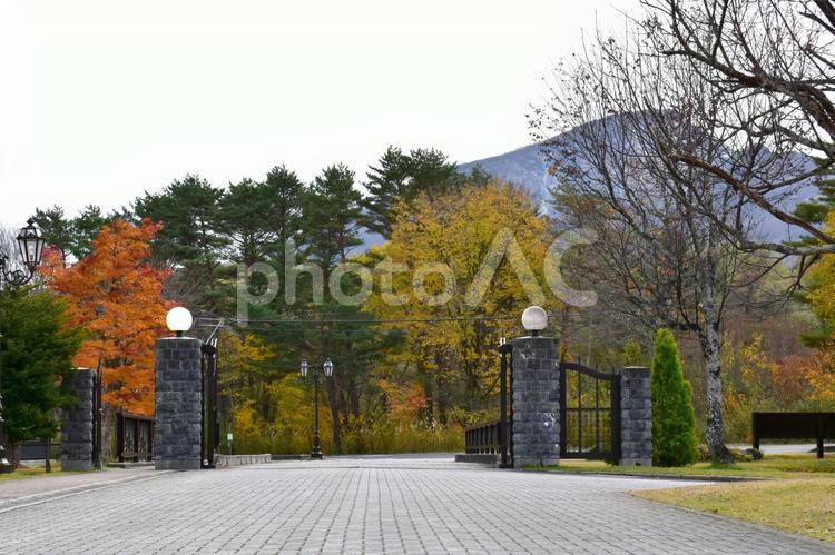 諸橋近代美術館 入口,北塩原村,磐梯山の写真素材