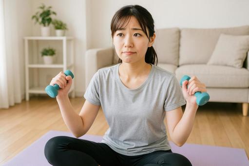 フィットネス初心者の女性の写真