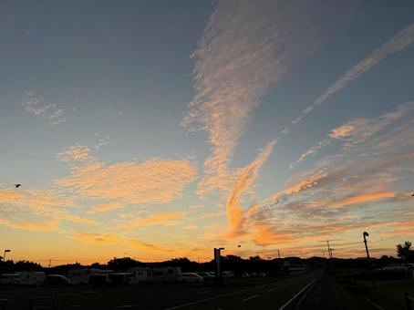 Hokkaido Sunrise 北海道,朝焼け,ブルーモーメントの写真素材