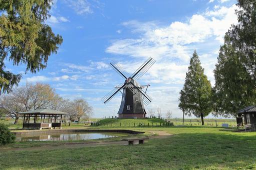 柏市のあけぼの山農業公園の風車 あけぼの山農業公園,風車,柏市の写真素材