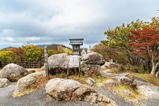 三重　御在所岳　御嶽神社の社殿と頂上 御在所岳,山,御在所山の写真素材