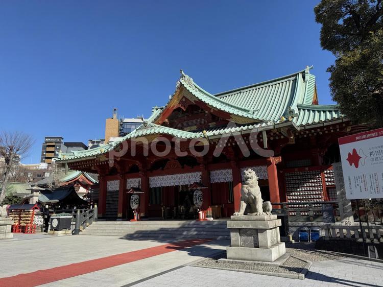 神田明神　御神殿 鉄筋コンクリート,御神殿,朱漆塗の写真素材