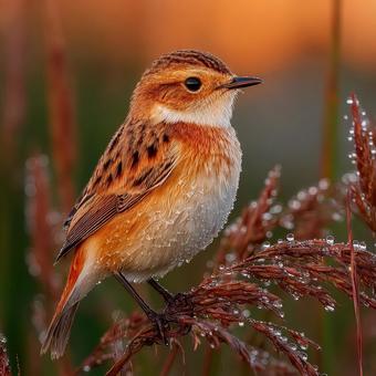 朝露に濡れた小鳥の美しい姿 朝露に濡れた小鳥の美しい姿の写真