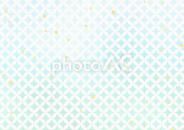 七宝つなぎと金箔　和柄背景素材（青系） 七宝つなぎ,金箔,青の写真素材