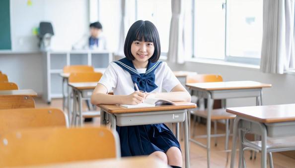 授業中の女子高校生 授業中の女子高校生の写真