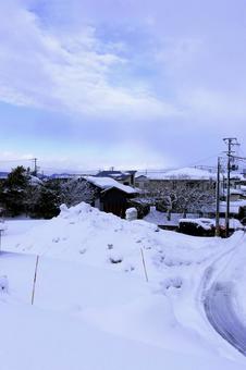田舎の町の雪景色 田舎の町の雪景色 冬,雪,街の写真素材