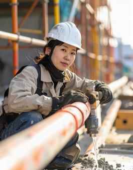 配管工事をする人 配管工事をする人の写真