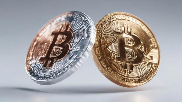 デジタル金融の概念を表す浮遊する仮想通貨 デジタル金融の概念を表す浮遊する仮想通貨の写真