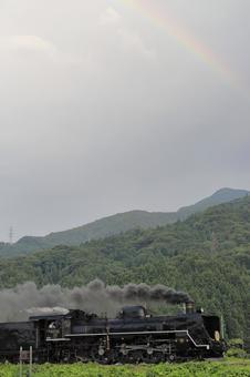 虹　SL 先頭,風景,空の写真素材