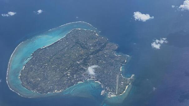 与論島航空写真 与論島,航空写真,風景の写真素材