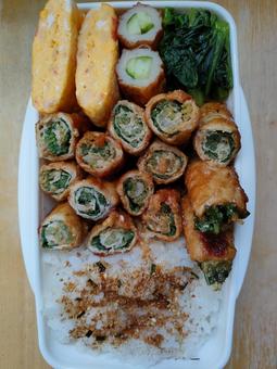 Mizuna meat wrapped bento!, JPG