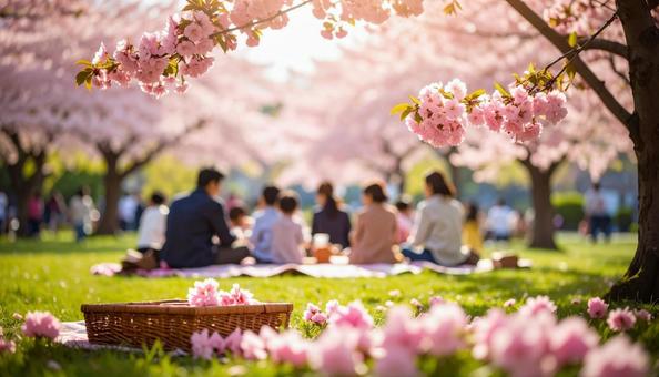 桜の下でピクニック 桜の下でピクニックの写真