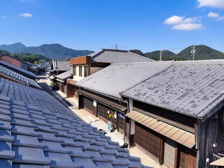 百六里庭の眺関亭から眺める「関宿」の町並 百六里庭,眺関亭,関宿の写真素材