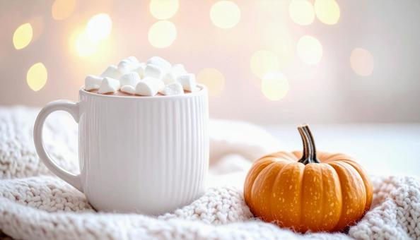 ホットチョコレートとかぼちゃ キラキラ ホットチョコレートとかぼちゃ キラキラの写真