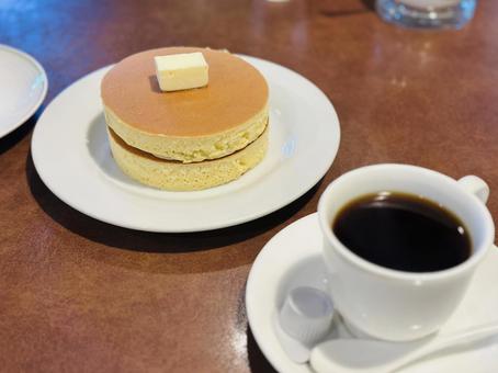 コーヒーとホットケーキ ホットケーキ,パンケーキ,珈琲の写真素材