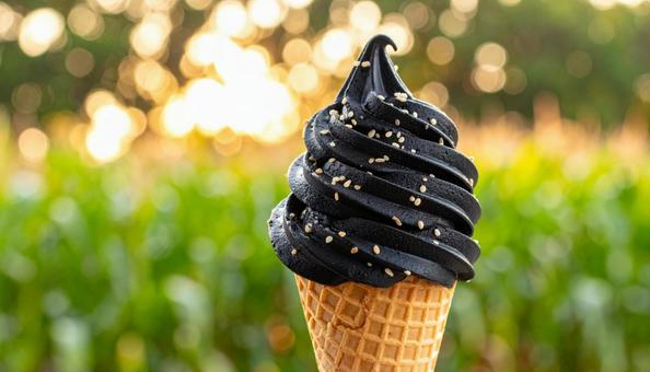 黒ゴマのソフトクリーム 黒ゴマのソフトクリームの写真