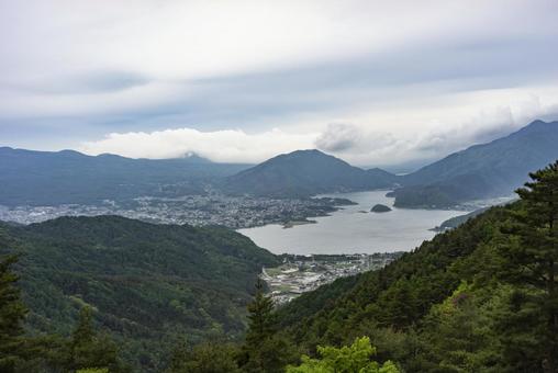 山梨県河口湖周辺の街並み 河口湖町,河口,勝山の写真素材