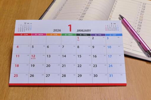 1月の予定表 1月,スケジュール,カレンダーの写真素材