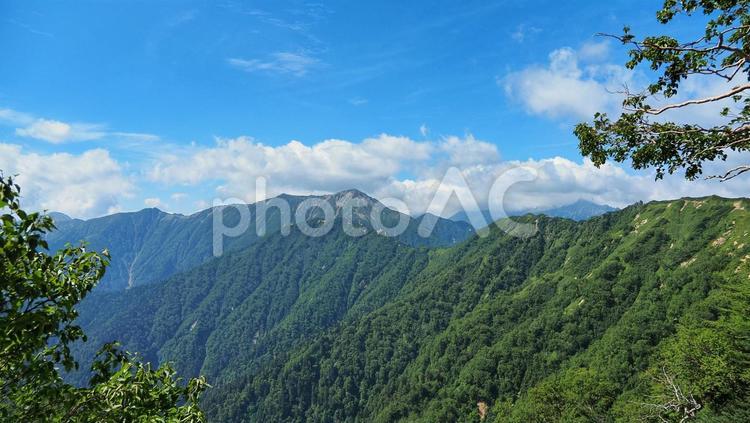 合戦尾根から見る大天井岳 山,登山,燕岳の写真素材