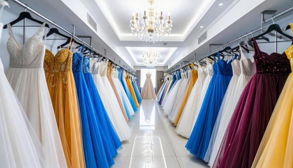 ドレスがかかる結婚式場のドレスルーム ドレスがかかる結婚式場のドレスルーム ドレスルーム,結婚式場,シャンデリアの写真素材