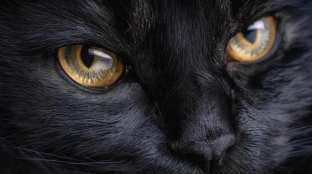 神秘的な黒猫の表情 神秘的な黒猫の表情の写真