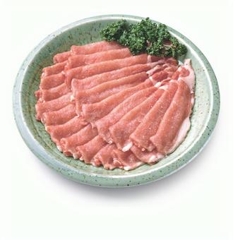豚肉薄切り 皿盛り 豚肉薄切り 皿盛りの写真