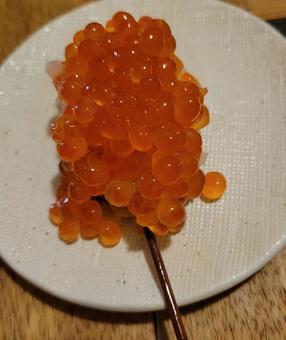 Deep-fried skewered salmon roe, JPG