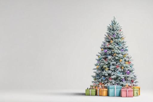 プレゼントが置いているクリスマスツリー プレゼントが置いているクリスマスツリーの写真