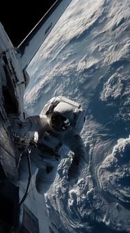 無重力空間に浮かぶ、宇宙飛行士 無重力空間に浮かぶ、宇宙飛行士の写真