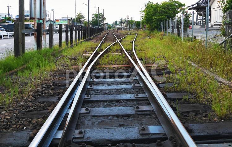 単線路の分岐点 線路,分岐,単線の写真素材