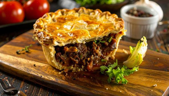 オーストラリアの定番料理　ミートパイの写真