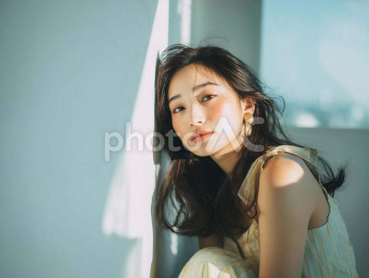 ヘアサロンの女性モデル、モード撮影 ヘアサロン,女,モデルの写真素材