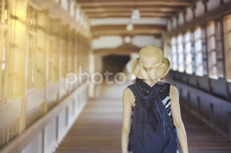 日本のお寺を見学する女性イメージ 寺,神社,仏閣の写真素材