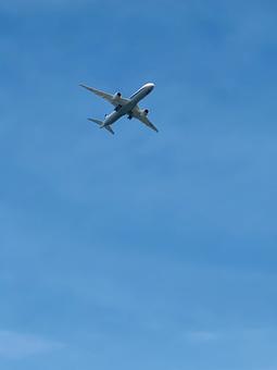 青空の中の飛行機 青空の中の飛行機の写真
