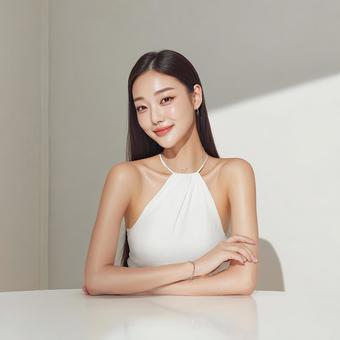 笑顔が魅力的な若い女性のポートレート 笑顔が魅力的な若い女性のポートレートの写真
