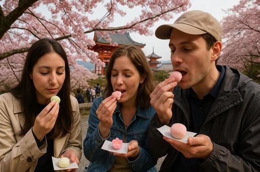 桜の下の和菓子体験 桜の下の和菓子体験の写真