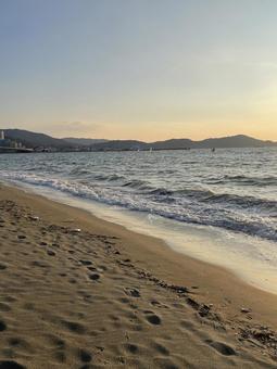 晩秋の海 夕方,田舎,爽やかの写真素材