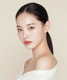 白い衣装を身につけた美しい日本人女性 白い衣装を身につけた美しい日本人女性の写真