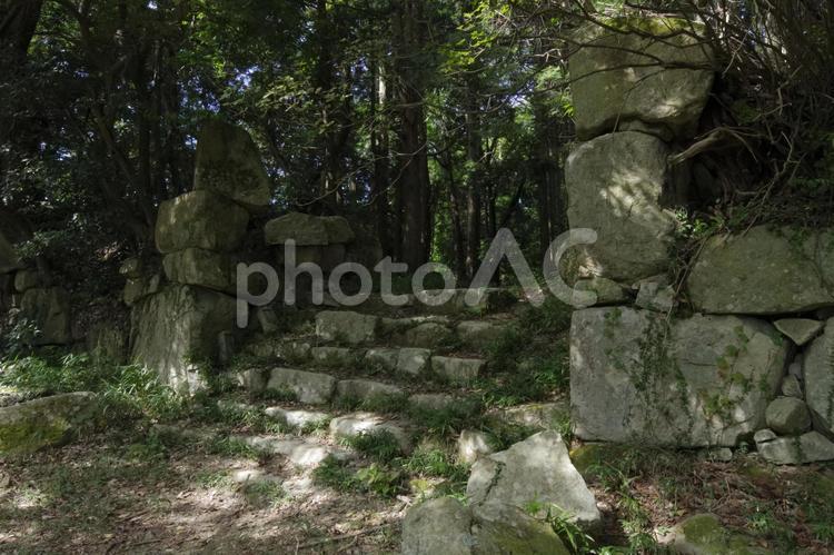 観音寺城の伝平井丸の石垣 観音寺城,お城,城跡の写真素材