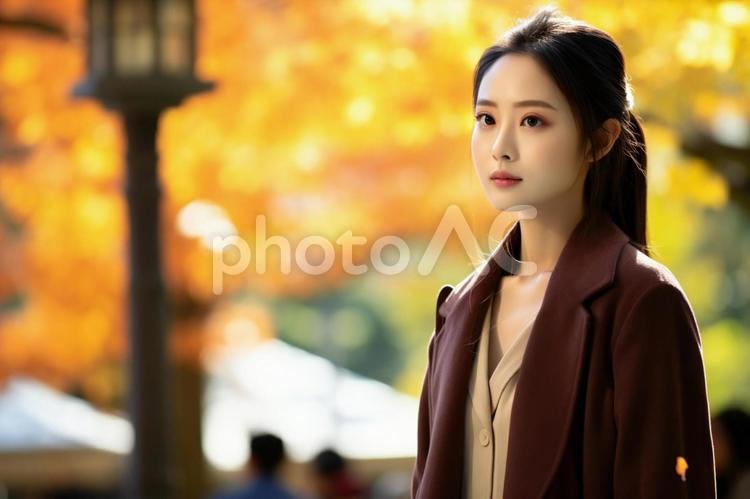 秋色の美女 秋,絶景,京都の写真素材