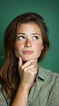 思慮深い表情の女性のクローズアップ 思慮深い表情の女性のクローズアップの写真