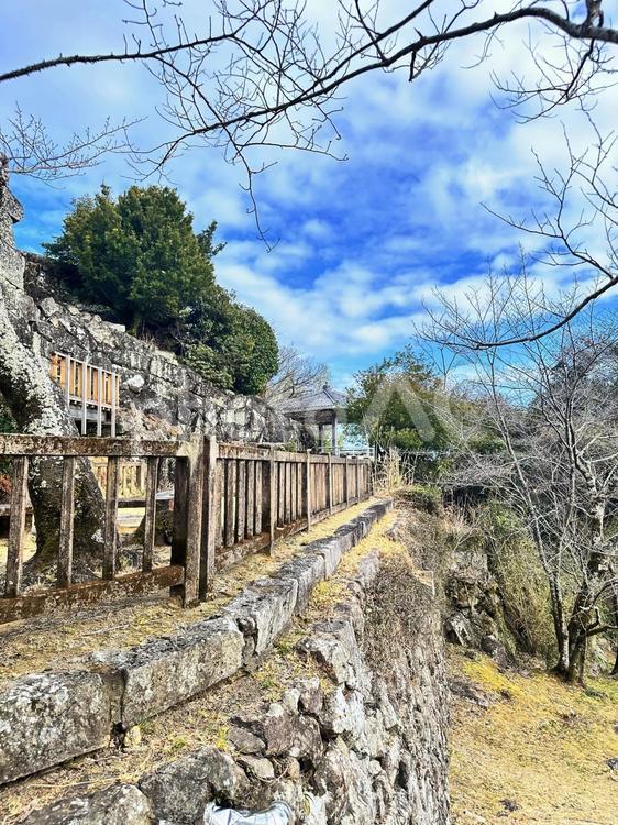 新宮城跡（丹鶴城跡）冬の城跡　城跡公園 新宮城跡（丹鶴城跡）,冬の城跡,石垣の写真素材