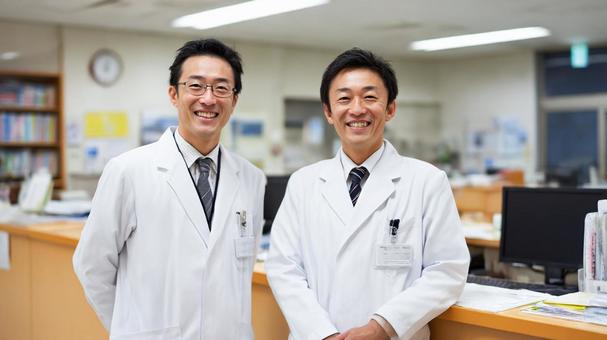 ナースステーションと二人の男性医師8 ナースステーションと二人の男性医師8の写真