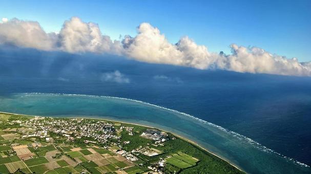 Ishigaki Island in the Yaeyama Islands photographed from an airplane, JPG