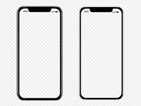 透過　枠だけのリアルなスマホアイコン付き スマホ,スマートフォン,透過の写真素材