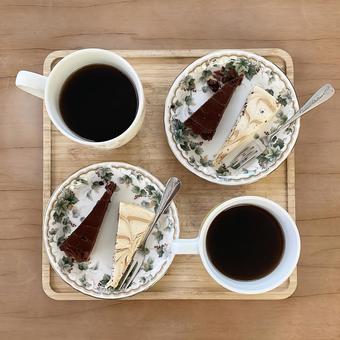 コーヒーブレイク ケーキ,コーヒー,食べ物の写真素材
