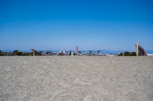 中田島砂丘 中田島砂丘,砂,町並みの写真素材