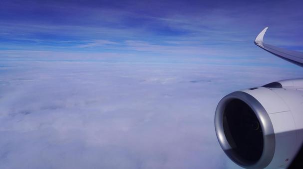 飛行機からの景色 飛行機,空,雲の写真素材