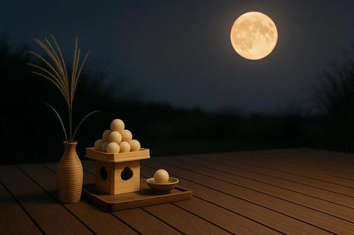 十五夜と月見団子 十五夜と月見団子の写真