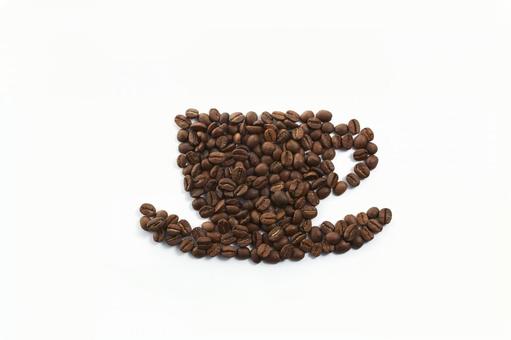 コーヒー豆でコーヒーカップ コーヒー豆,ピクトグラム,コーヒーの写真素材